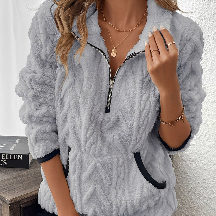 Harper | Fuzzy Half-Zip Sweatshirt with Pockets